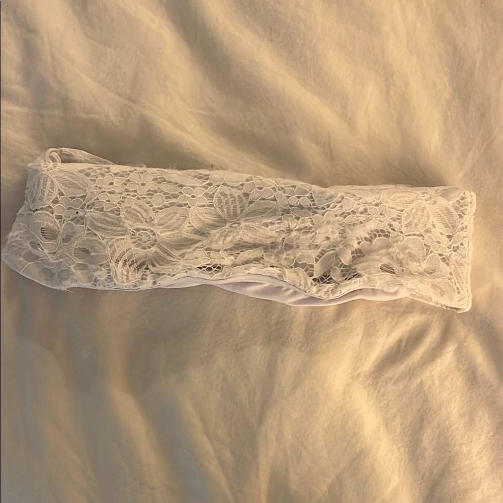 White Lace Bikini with Scalloped Edges